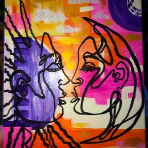 🚩SOLD🚩Hand painted acrylic oil abstract canvas